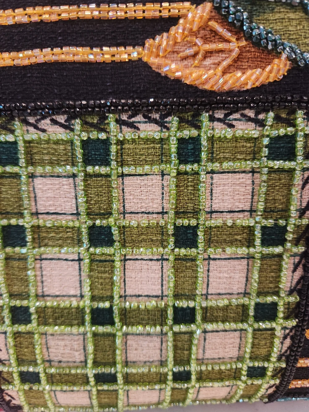 Isabella Fiore Vintage Y2K Beaded Patchwork Bamboo Handle Satchel Bag, RARE